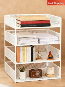 Ljxz | Student Bookshelf Desk Organizer A4 Document File Rack