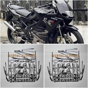 STIKER STRIPING MOTOR KAWASAKI NINJA RR 150 OLD 2011 HITAM SILVER