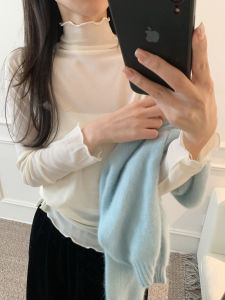 เสื้อเชิ้ตคอตั้งแขนยาวผ้าตาข่ายสไตล์เกาหลีสำหรับผู้หญิง ฤดูใบไม้ผลิและฤดูใบไม้ร่วง 2025 ใหม่ เสื้อเชิ้ตผู้หญิง ชั้นใน ลายลูกไม้ เสื้อเชิ้ต