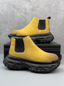 High Top Martin Boots for Men Retro Dad Style Thick Bottom Heightening Short Boots Trendy Rubber Sole round Toe Comfortable