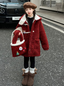 Ladies Thickened Fleece Winter Coat Korean Style Commute Rabbit Velvet Long Sleeve Mid-Length Single Button round Dot Pattern