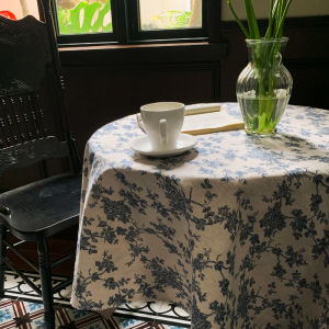 French Vintage Lace Tablecloth round Table Edging Hollow out Coffee Table Cloth Dust Cover Cloth Luxury Sensation Cotton Linen