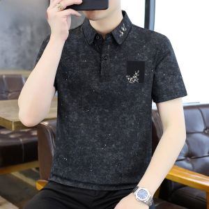 HENGYUANXIANG | Hengyuanxiang Mens Short Sleeve Polo Shirt Tie Dye Collared T-Shirt Summer Fashion Starry Sky Breathable Thin Cotton Polyester Blend