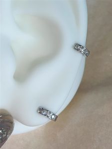 Miniature Exquisite Simple Zircon Earrings Elegant Piercing Ear Bone Fashionable Hoop Earring Jewelry Alloy Embedded Artificial Gem