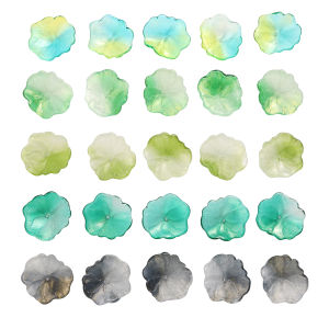 ลูกปัดแก้วขนาด22X25มม. 5ชิ้นประดับแบบสามมิติลูกปัดรูปใบบัวแบบหลวมสำหรับสร้อยข้อมือทำมือต่างหูสร้อยคอพวงกุญแจอุปกรณ์การทำเครื่องประดับหัตถกรรม DIY