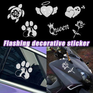 Flash Material Car Bumper Fuel Cap Window Decorative Sticker Universal Bike Motorcycle Body Helmet Modification Waterproof Decal Motorcycle Accessories