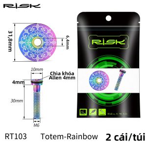 Risk | Bộ Nắp Cổ Xe Đạp Hợp Kim Titan RISK Bán Rỗng Ốc M6*30 Nắp Trên Headset Dành Cho Phuộc Trước 28.6mm Phụ Tùng Xe Đạp