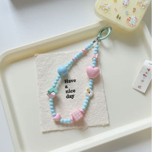 Original Pink Heart Shaped Fat Princess Summer Macaron Mobile Phone Chain Cute Ins Style Mobile Phone Lanyard Comes with Clip
