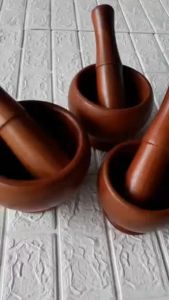 Bộ chày cối gỗ lu kích thước 16cm 14CM 10CM hình lu tiện dụng trong nhà bếp bộ cối chày gỗ