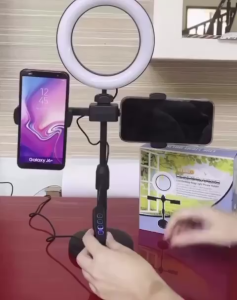 Ring Light LED Video Light 16cm+Tripod +2 Holder HP Ring Light Tripod Mini Stand HP Foto Produk Live Make Up Vlog Lampu