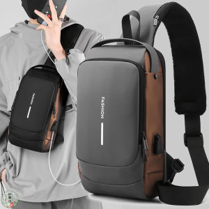 Túi Đeo Vai Nam Oxford Túi Đeo Ngực Khóa Mật Khẩu Túi Đeo Vai Đơn Chống Nước Có Khóa Kéo Túi Đeo Ngực USB Phong Cách 3D