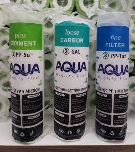 (HCM) Bộ Lõi Lọc Nước AQUA Số 123 - Loại 10 Inch (Dùng Cho Các Máy Lọc Nước RO)