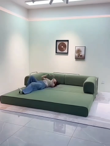 Foldable Sofa Bed | Lazy Sponge Sofa Chair | Compact Single Seater for Bedroom | Vacuum Packed | Removable Washable Cover