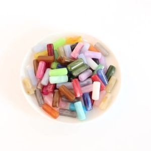 Bộ 50 Hai Màu Acrylic Hình Trụ Đám Mây Hạt Tròn 5 Mm Miếng Đệm Hạt Cho DIY Trang Sức Làm Vòng Cổ Vòng Tay Phụ Kiện