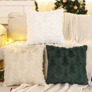 1 PC Christmas Tree Throw Pillow Cover Winter Plush Quilting Christmas Decoration Living Room