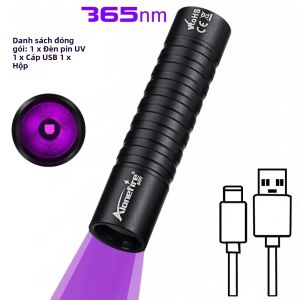Alonefire | Đèn Pin UV Mini 365nm/395nm Sạc USB Đèn Chiếu Đen Dùng Cho Phát Hiện Nấm Da Ở Mèo Kiểm Tra Tiền Kiểm Tra Bọ Cạp