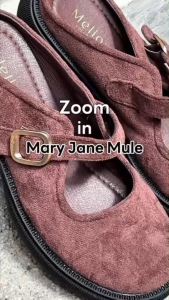 Mellowco รองเท้าแมรี่เจนเปิดส้นหนังกำมะหยี่ Mary Jane Mule รุ่น Call Me Daycie M7-B5025