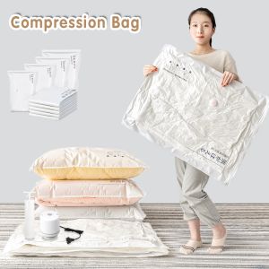 Compression bag for travel Vacuum Storage Bag Compressed Bag Vacuum Storage Bags Compression Sealer Bags Reusable Bags zip lock plastic pouch for clothes vacuum compression bags Travel Storage Resealable Vacuum Bags