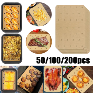50-200Pcs Air Fryer Paper Disposable Liners Non-Stick Baking Kitchen Baking Micro-Wave Barbecue Oven Fryer Papers Steamer Paper