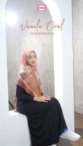 Hijab Sayra Printing Khimar Vanilla Oval Ceruty 2 layer Sayra Official