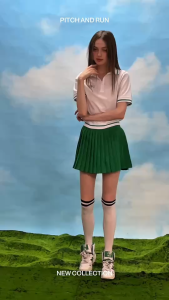 Pitch&Run เสื้อคร็อปตีกอล์ฟสีดำ กัน UV Lively Shirt in White