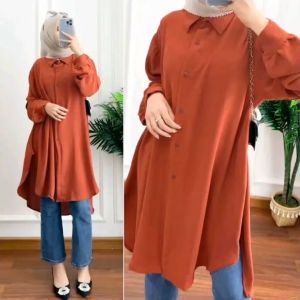 Tunik Pakaian Wanita Dewasa Remaja Muslim Kekinian Terbaru Termurah Terlaris Bahan Crinkle Airflow