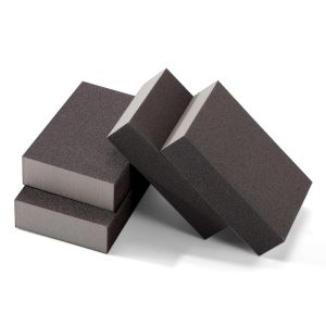 4-Piece Set of Manual Sanding Sponge Blocks Sanding Sponge with Grit Sizes 60/80/100/120/180/220 Kitchen Polishing and Grinding Sponge Pads Wet and Dry Use Sponge Sandpaper Metal and Wood Polishing and Grinding Blocks Washable and Reusable Suitab...