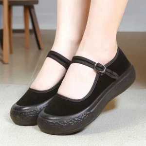 รองเท้าผ้าปักกิ่งสําหรับผู้หญิงรองเท้าเต้นรํากันลื่นน้ําหนักเบาเหมาะสําหรับการทํางานและสวมใส่ทุกวันลายสก๊อตส้นแบน