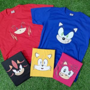 Faces Sonic Design Tails Shadow Amy The Hedgehog Kids Adult Family TShirt DTF Print Popular Cartoon Series