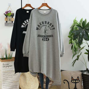 Maternity Dress Plus Size Korean Style Cute Super Fairy Over The Knee Long Skirt Loose Cover The Flesh Hot Mom Out Long-sleeved Postpartum Nursing Pregnant Dress