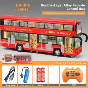 Remote Control Double-decker Bus Alloy Toy Vehicle Large Public Bus Model for Boys And Children Metal Toy Collectible Model
