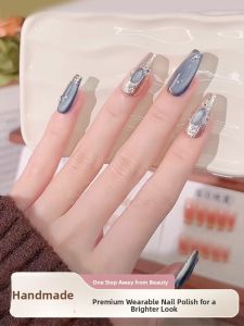 MONLEYTA | Handmade Nail Tips Pure New 2025 Style Autumn Winter Short And Long Nail Art Finished Products Easy Wear And Remove Nail Stickers