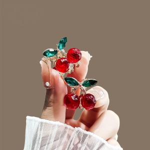1Pcs Lovely Cherry Rhinestone Hair Clips Fashion Girls Cute BB Clips Beads Hairpins Accessories