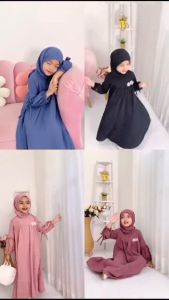 Baju Gamis Anak Perempuan Sakura 2-12 Tahun Crinkle Airflow Dress Muslim Cewek Baju Harian Lebaran