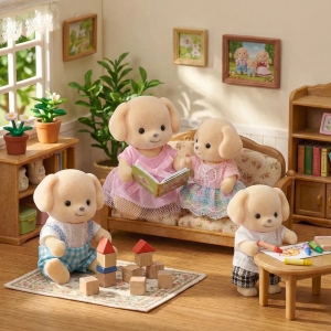Forest Animal Family Doll Set 4 Animals for Role-Play Random Outfit Styles Ideal as Holiday and Easter Gifts