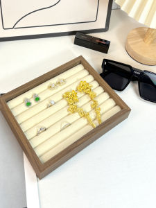High-End Retro Jewelry Storage Display Plate Large Capacity Earring Bracelet Necklace Ring Organizer Velvet Fabric Desktop