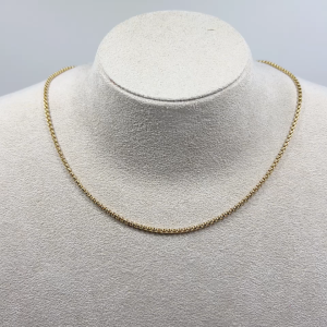 Premium Gold Plated Stainless Steel 316 Round Box Design Short Slim Necklace Chain (Made in Japan)