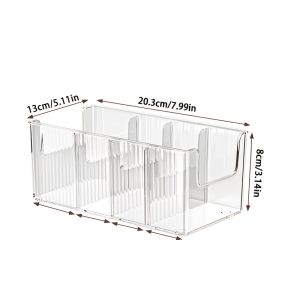 Clear Kitchen Storage Box with Detachable Dividers Pantry Organizer Bin for Snacks Seasoning Packets Cabinet Caddy Holder