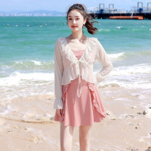 Barbie | Conservative Fairy Style Womens Long Sleeve Cover-Up Swimsuit Set