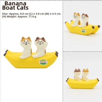 Japanese Style Miniature Scene Cat Figurine Storage Decorative Ornament ZAKKA Fruit Cat Creative Gift Home Decoration Resin