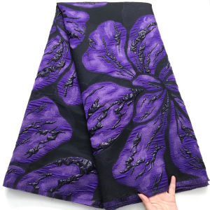 African Jacquard Brocade Lace Fabric - French Damask Tulle Lace - Floral In Multicolour For Bridal Gowns Fashion & Home Décor