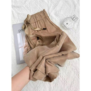 กางเกงขายาวทรงหลวมเอวสูงผ้าไหมน้ำแข็งสีเขียวมิ้นต์ทรงสลิมฟิตสำหรับผู้หญิงในช่วงฤดูร้อน กางเกงขายาวทรงตรงทรงหลวมสำหรับผู้หญิง