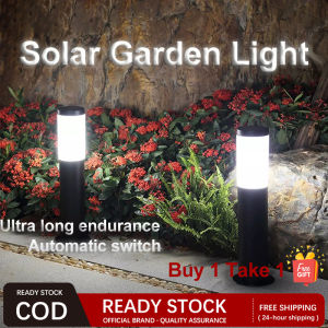 【Solar Lawn Light】（2PCS）Christmas LED Solar Lamp Solar Garden Light Solar Automatic lighting at night Solar Light Powered Warm White Solar Pillar Light Waterproof IP65 LED Outdoor Landscape Lamp太阳能灯