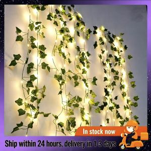 Flower Green Leaf String Lights Artificial Vine Fairy Lights Battery Powered Christmas Tree Garland Light for Weeding Home Decor