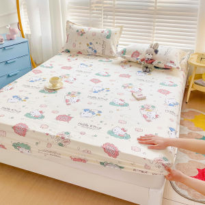 Dansunreve Washed Cotton Fittedsheet Cute Cartoon Garterized Bed Sheet Single/Super Single/Queen/King Hello Kitty/Monster University/Doughnut Bedsheet
