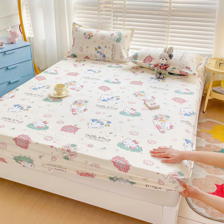 Dansunreve Washed Cotton Fittedsheet Cute Cartoon Garterized Bed Sheet ...