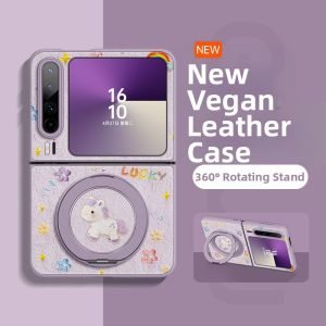 GGUU | Rotating Stand Foldable Screen Protection Case with Wrist Strap and Lace Made of Sheepskin