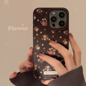 Fall Winter Vintage Leather Warm Brown Floral Phone Case for Apple 16promax New Iphone 15 High End 14 Niche 13 Anti Fall Protection Cover 12 Women 11 Huawei Mate60