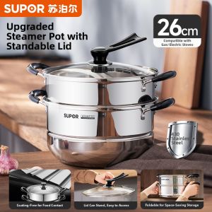 Supor | New 304 Stainless Steel Double-layer Thickened Steamer for Gas Stoves