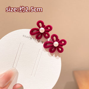 คลิปผมสีแดง โบว์ผีเสื้อ คลิปผมสไตล์เจ้าหญิง คลิปผมด้านข้าง ตกแต่งผมแบบเรียบง่าย คลิปผมแฟชั่นฤดูใบไม้ผลิ 2024